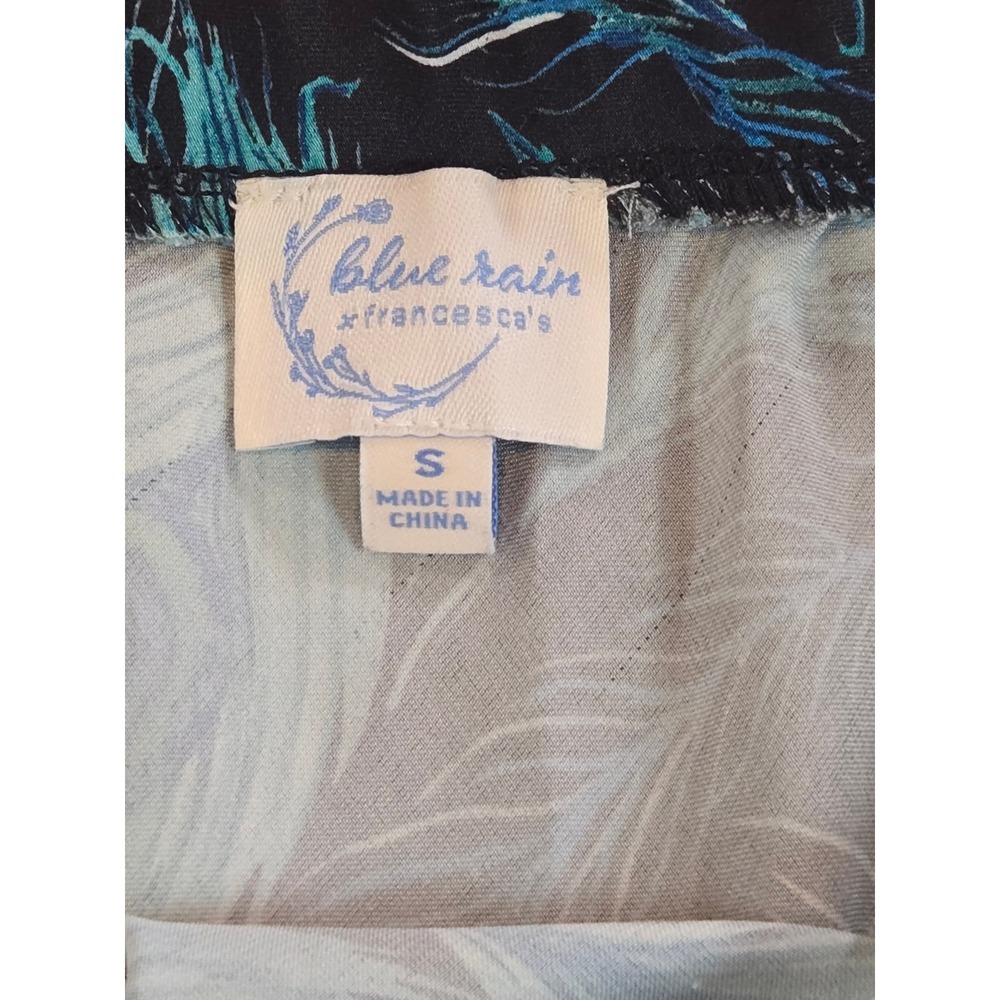 Blue Rain Francesca's Maxi Skirt Women S Blue Peacock Feather Print Side Slit - Picture 4 of 7